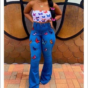 Butterfly Me Out Flare High Waist Jeans 🦋👖